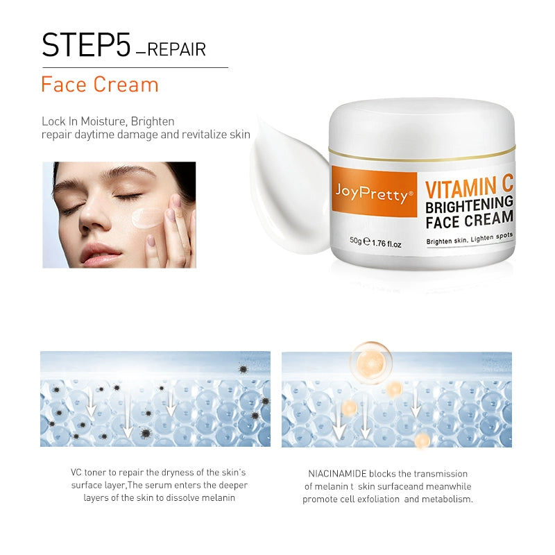 Vitamin C Whitening Face Care Set Serum Facial Cream Eye Ser