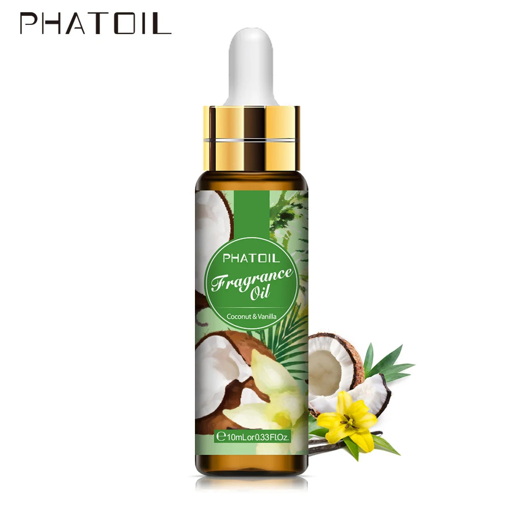 PHATOIL Coffee Coconut Vanilla Fragrance Essential Oil Diffuser 10ML with Dropper Aroma Oil White Musk Orchid Magnolia Marigold