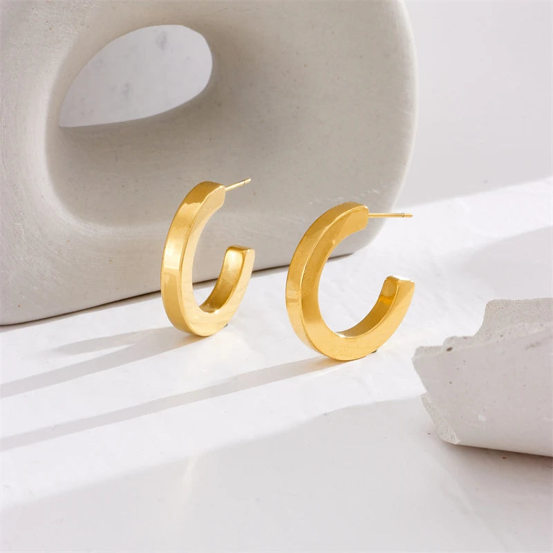 Thick gold hoops