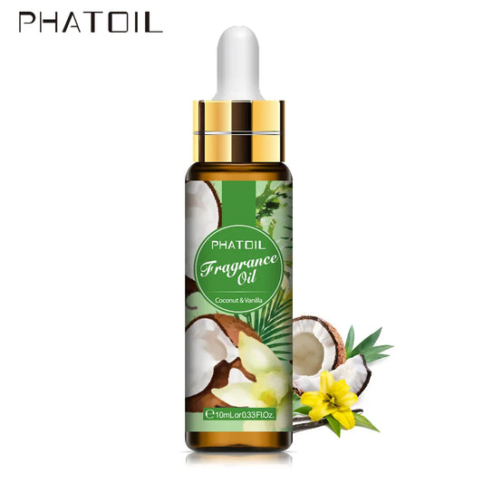 PHATOIL Coffee Coconut Vanilla Fragrance Essential Oil Diffuser 10ML with Dropper Aroma Oil White Musk Orchid Magnolia